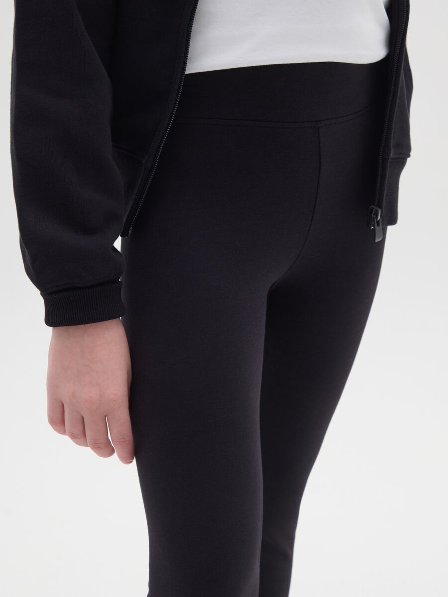 Leggings neri da ragazza in cotone elasticizzato vestibilità skinny_2