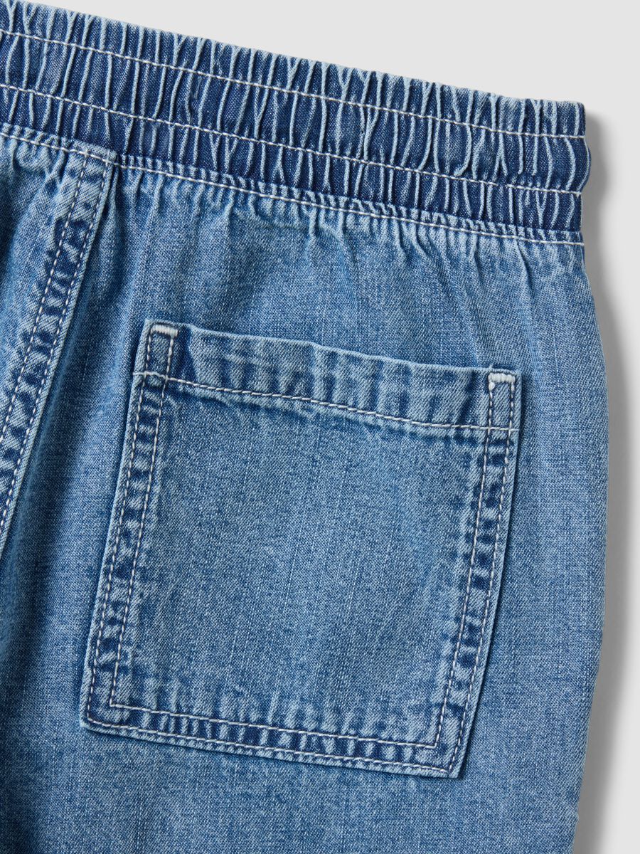 Shorts denim blu in puro cotone da bambino straight fit_3