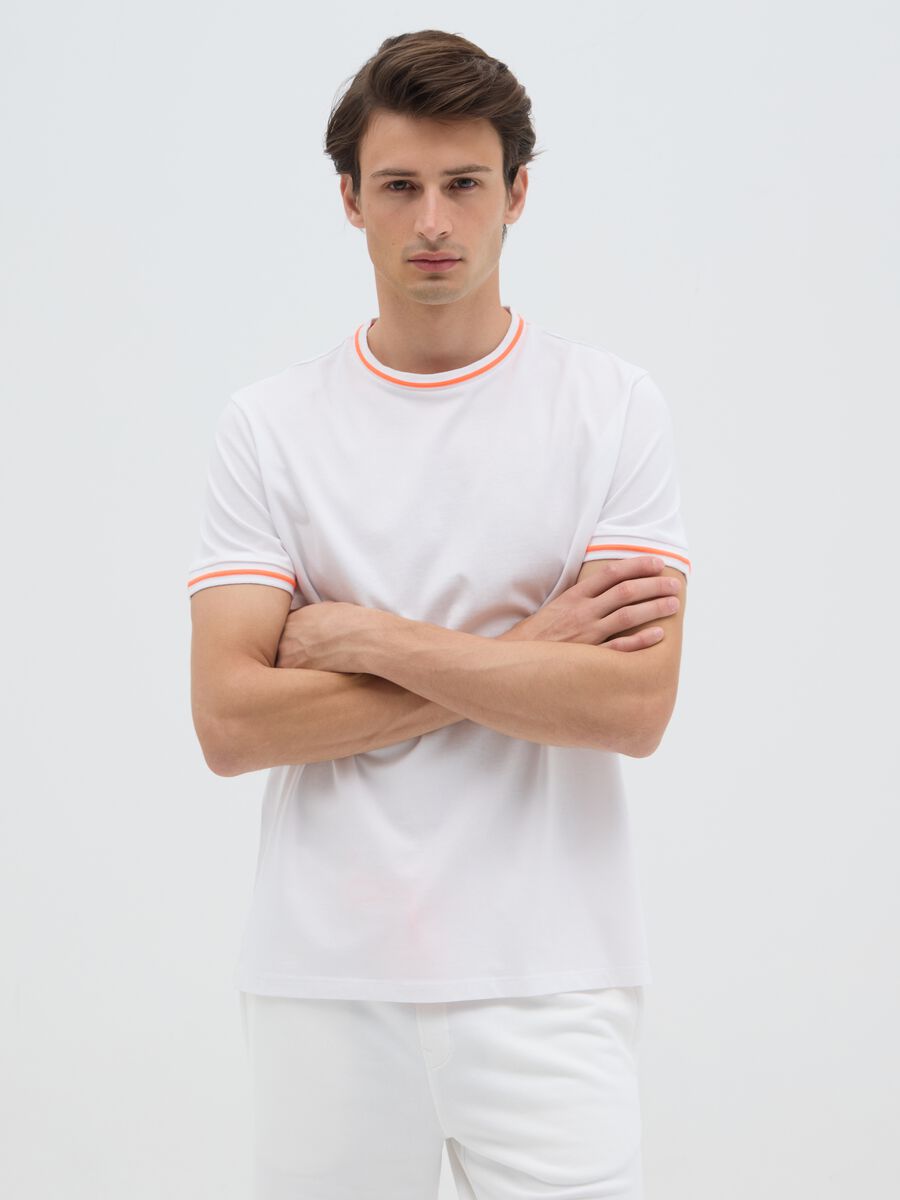 Men's multicolour pure cotton T-shirt, regular fit with fluorescent details_0