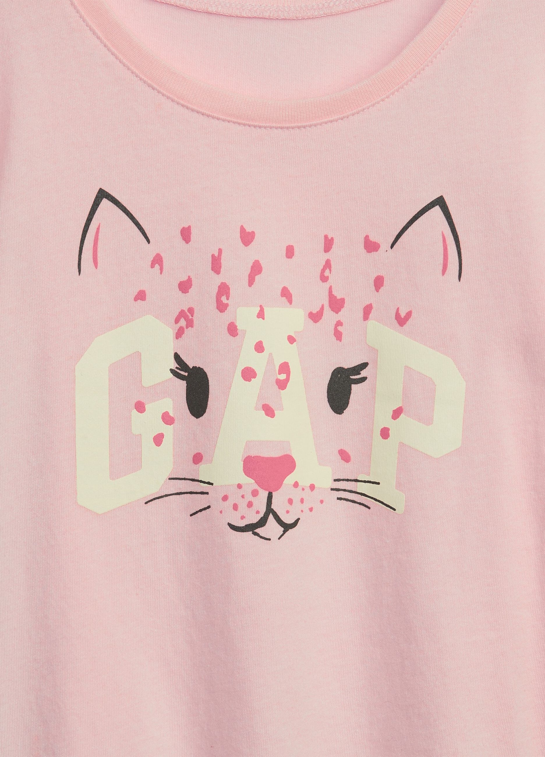 T-shirt con stampa leopardo e logo