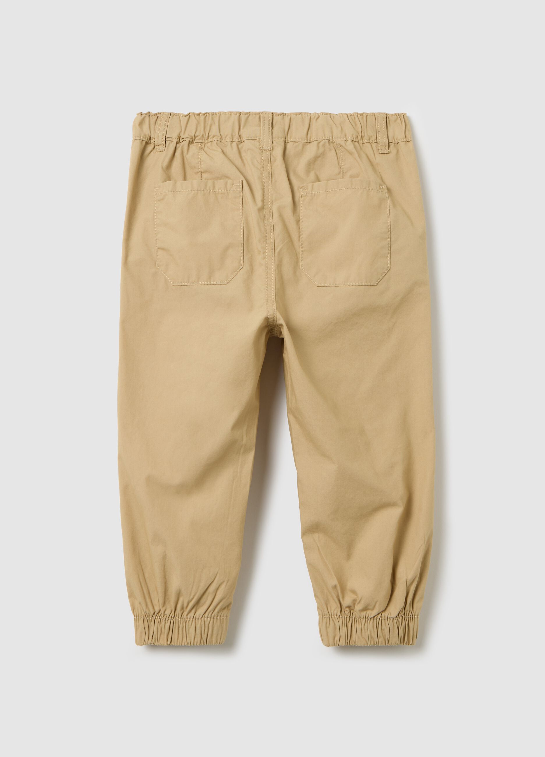 Poplin trousers with elasticated edging