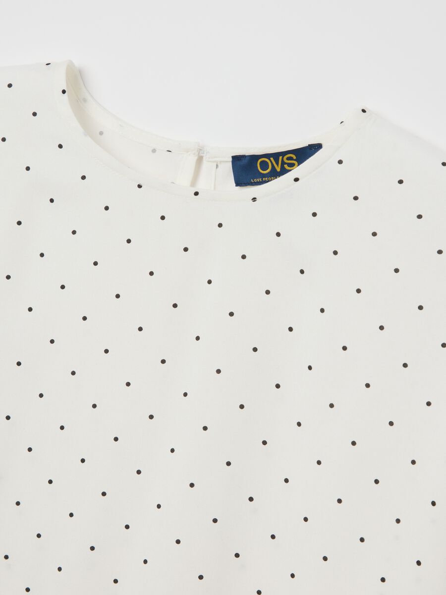 Short-sleeved polka dot blouse in viscose_5