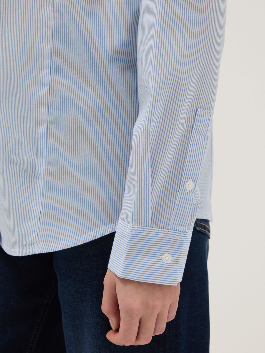 Multicolour striped cotton blend slim-fit shirt with classic collar_3