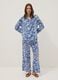 Blue and white organic cotton kaftan with tropical print_2