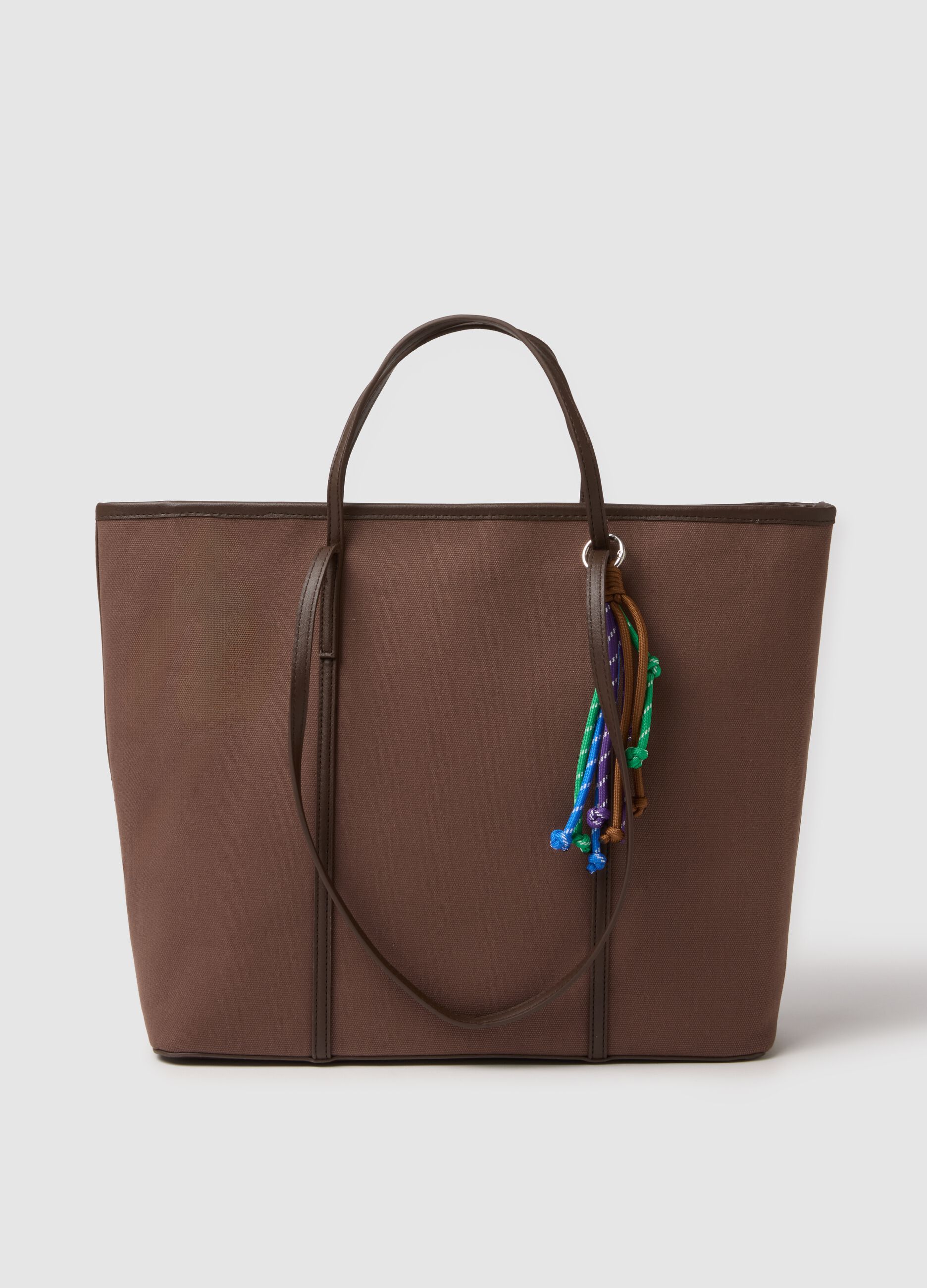 Brown pure cotton regular fit shoulder bag with colourful details