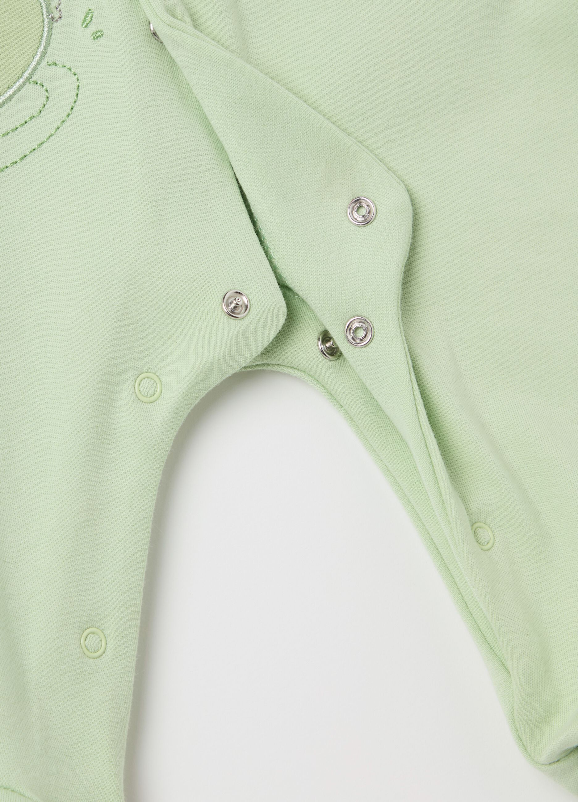 Cotton onesie with feet and frogs embroidery