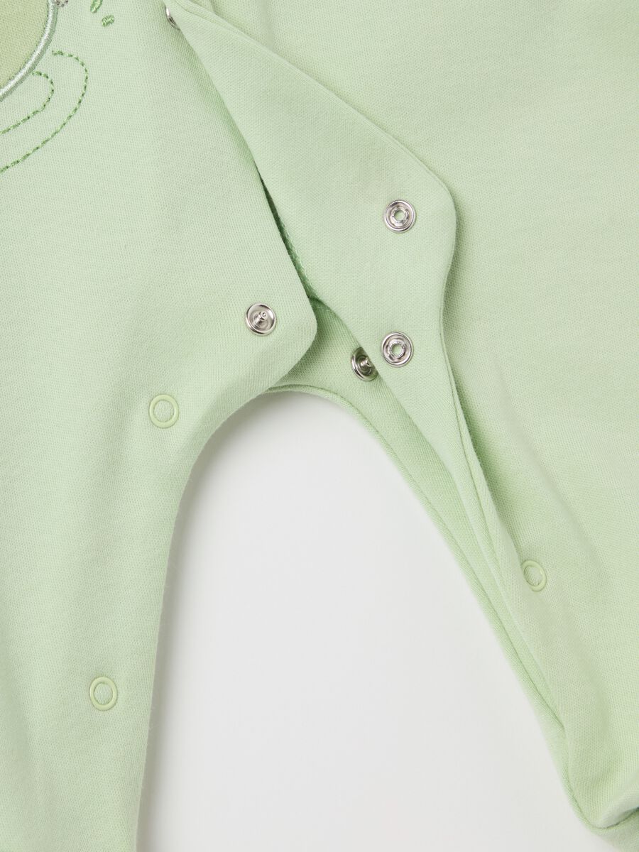 Cotton onesie with feet and frogs embroidery_3