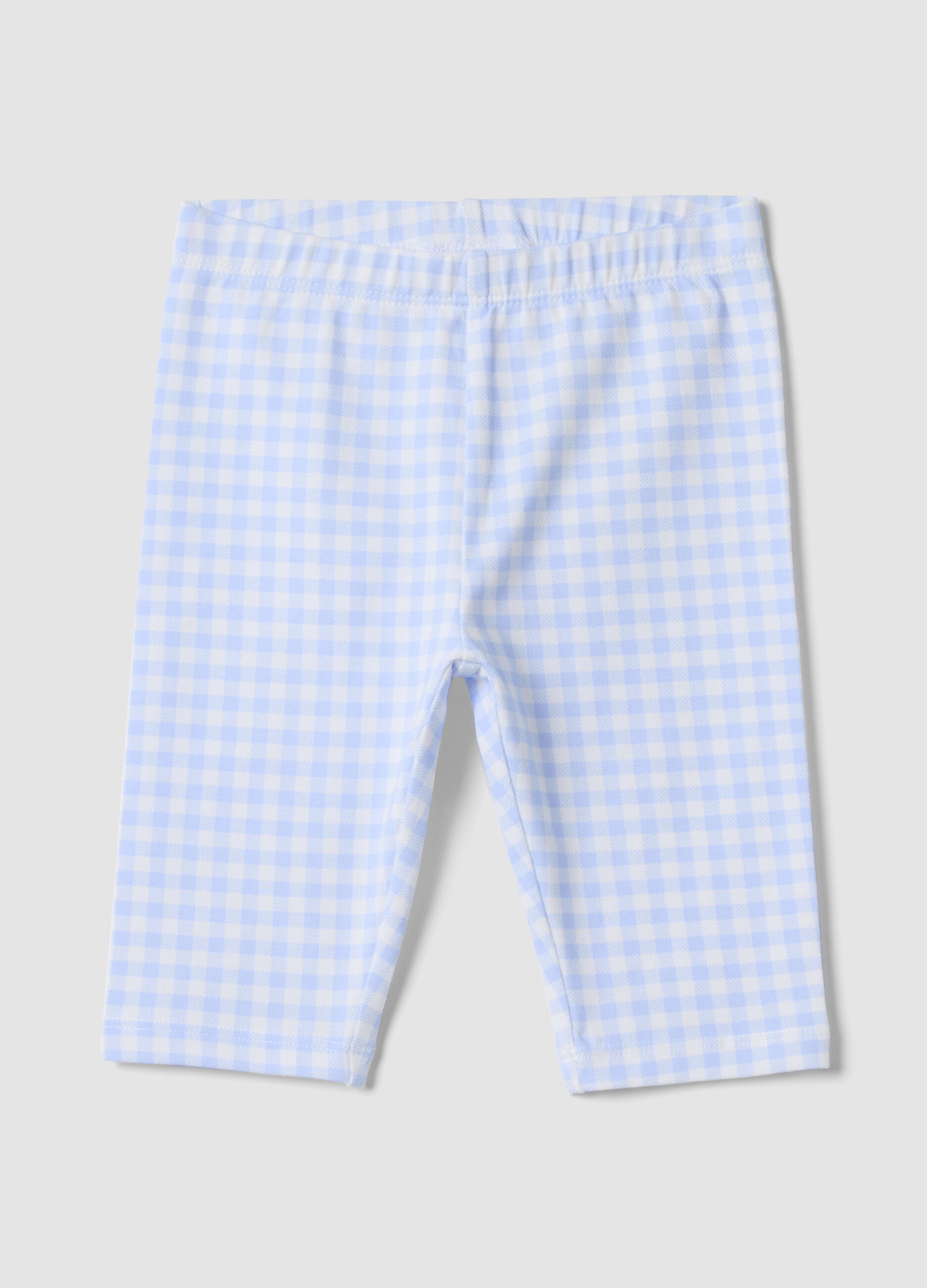 Girls&rsquo; multicolour checked slim-fit leggings in stretch cotton