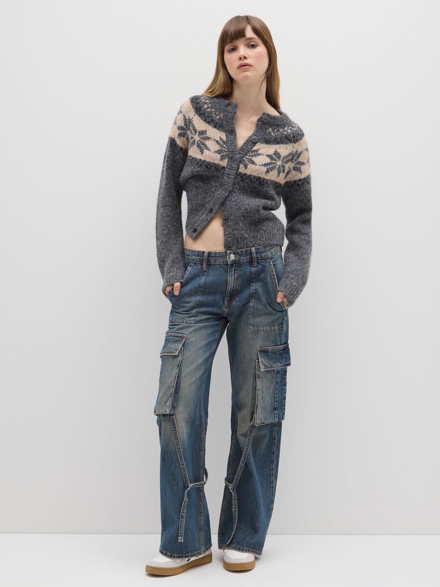 Grey Jacquard Pattern Cardigan_2