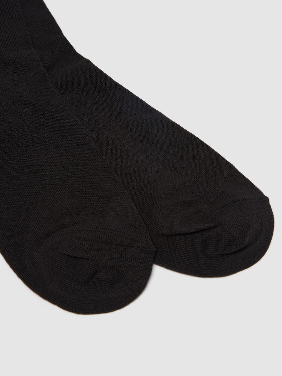 Two-pack black cotton blend long socks_2
