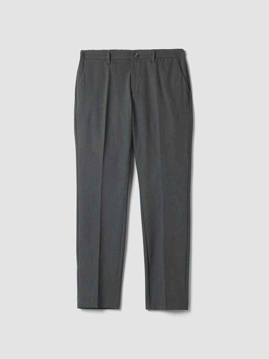 Pantaloni chino grigi in twill di viscosa elasticizzata slim fit_0
