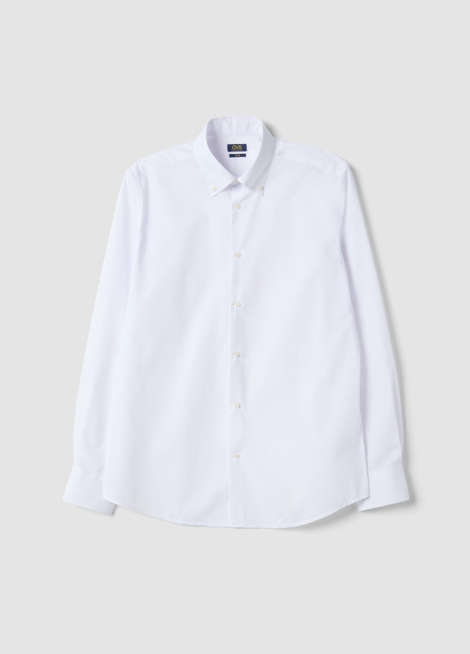 White button-down slim-fit long-sleeve Easy Iron shirt