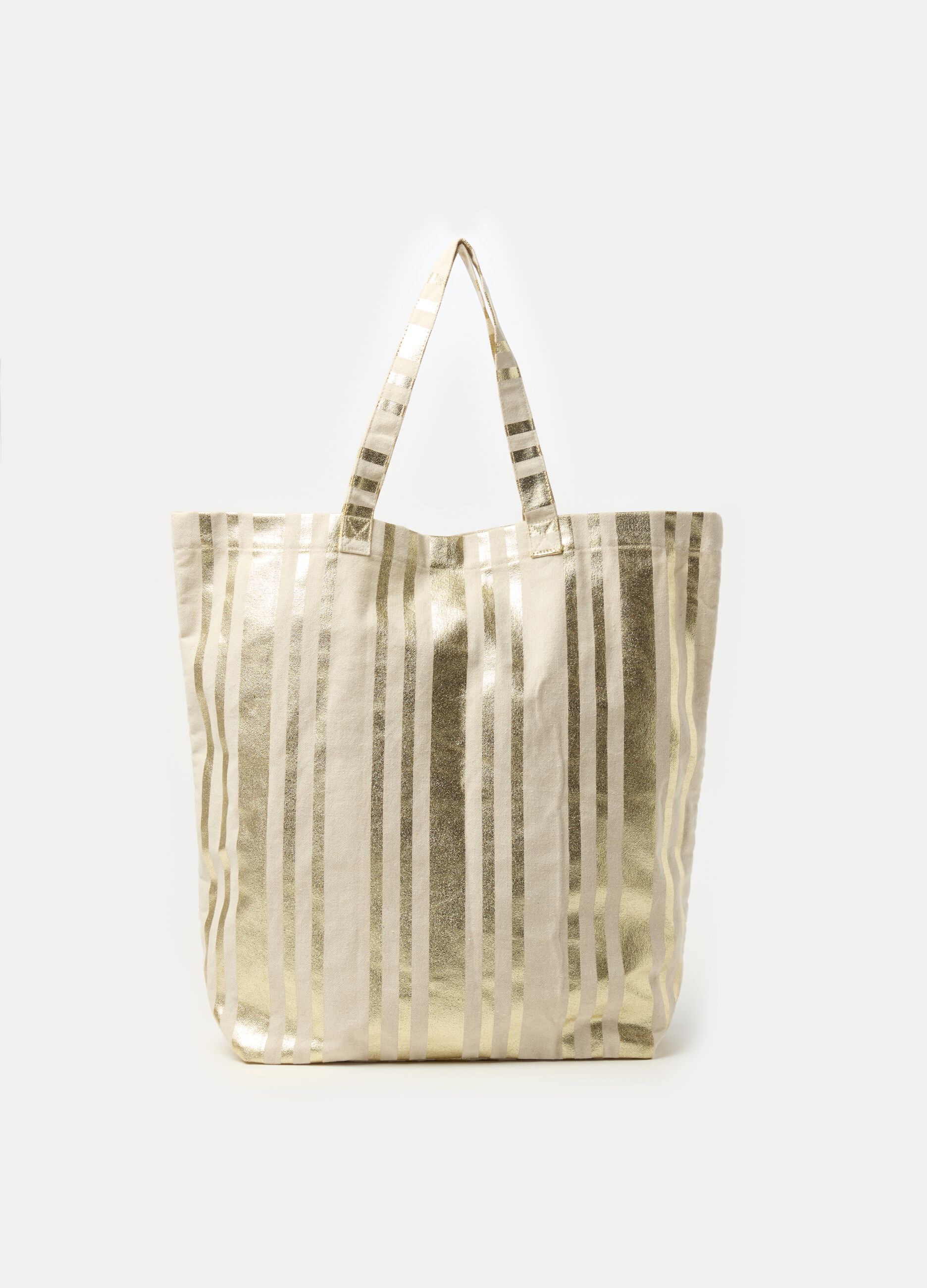 Borsa shopper a righe foil