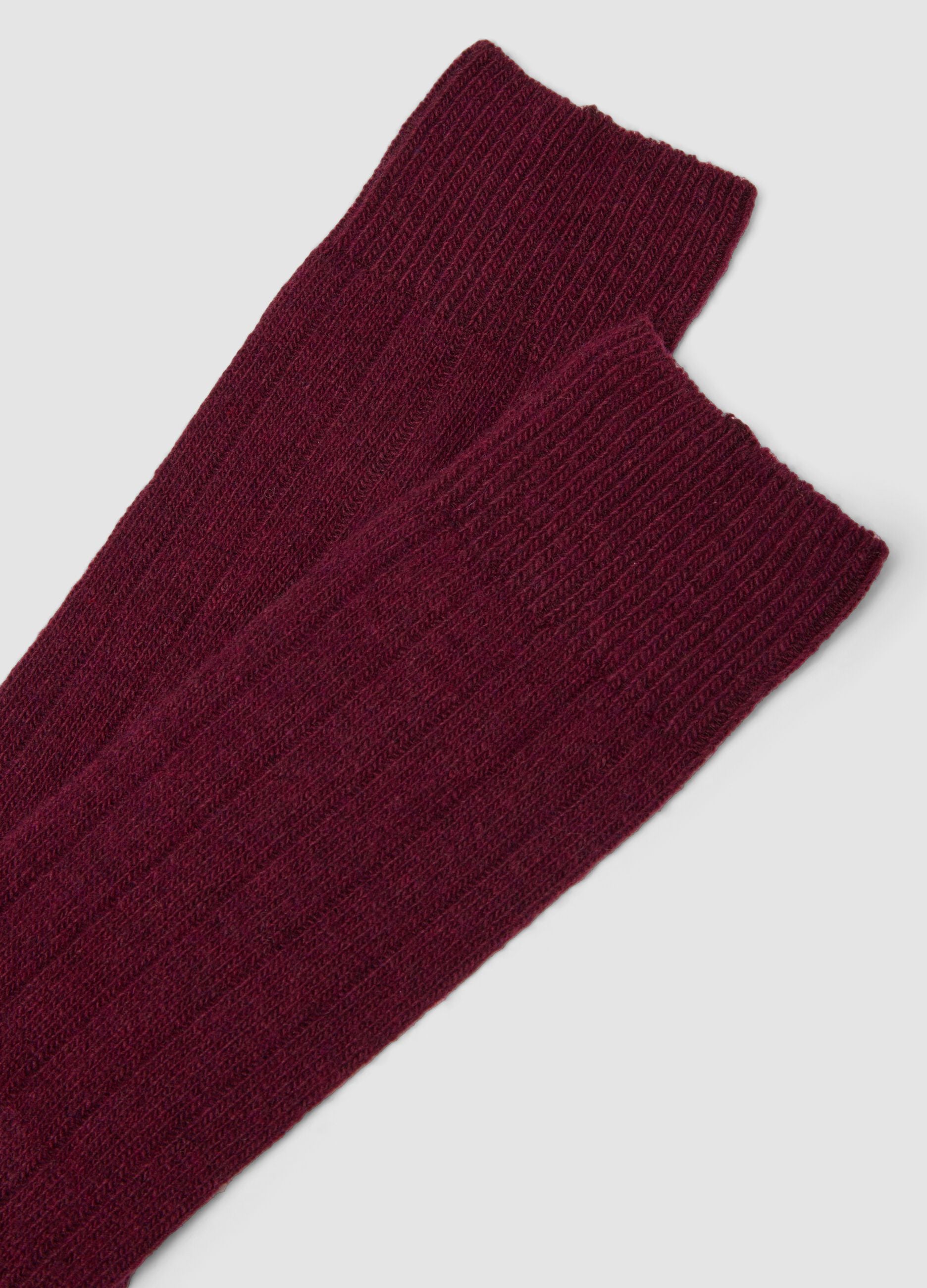 Calze midi rosse in lana, viscosa e cashmere elasticizzati