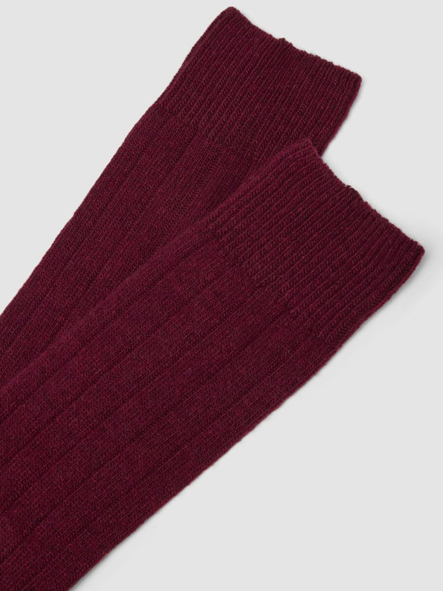 Red midi socks in stretch wool, viscose and cashmere_2