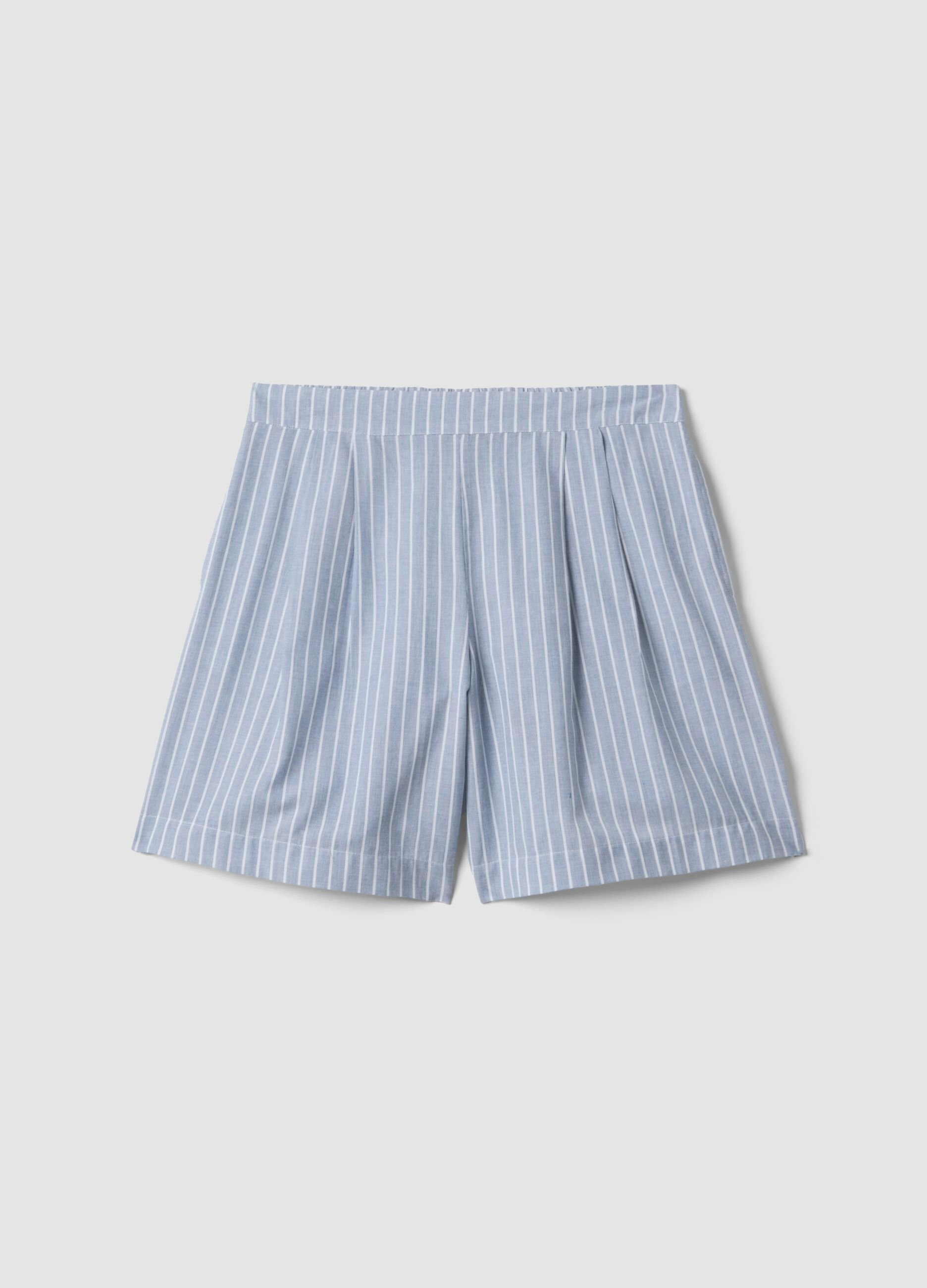 Sky-blue striped pure cotton shorts