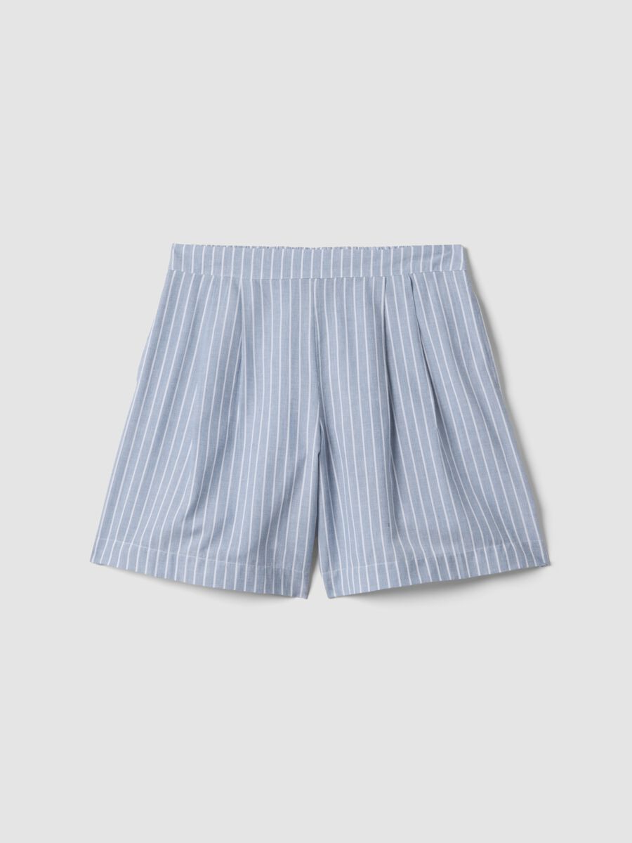 Shorts azzurri a righe in puro cotone_4