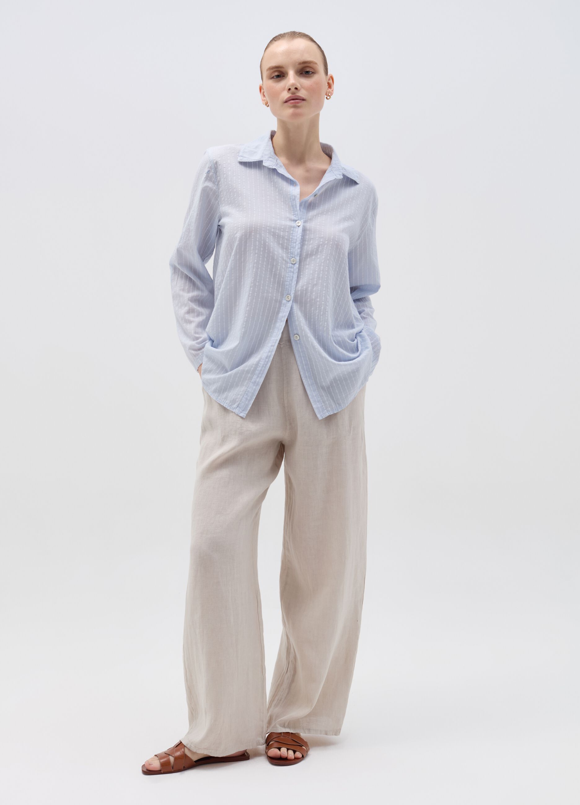 Wide-leg palazzo trousers in linen