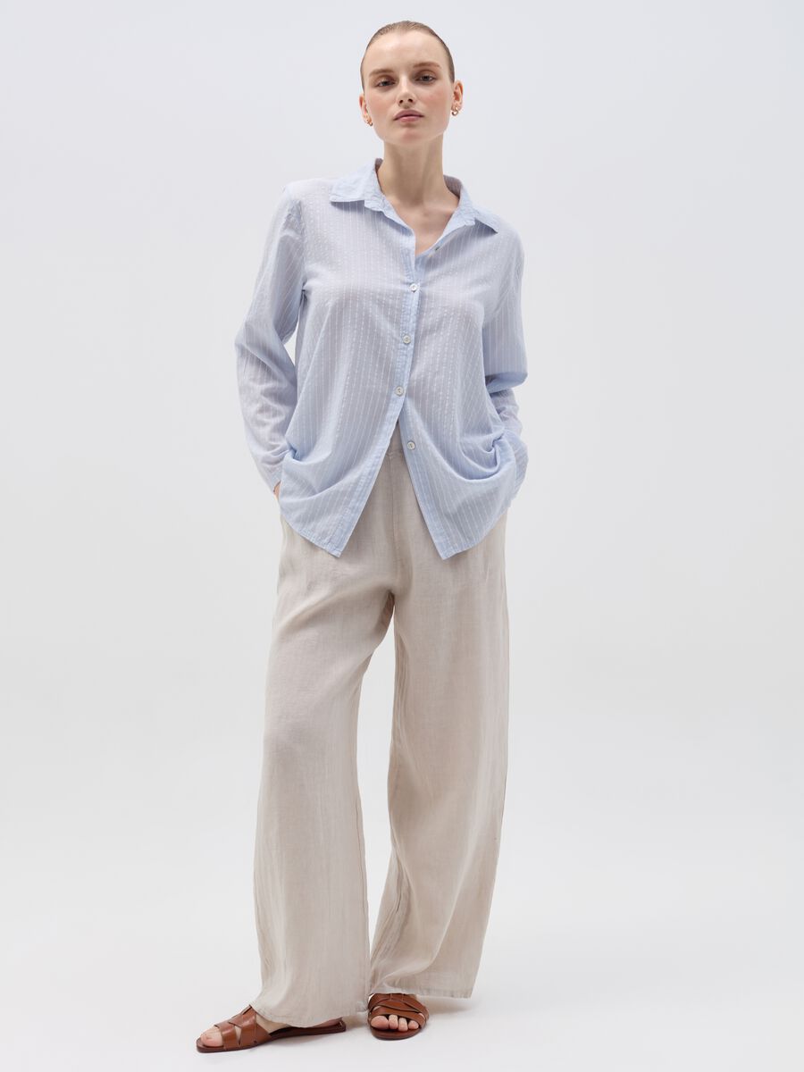 Wide-leg palazzo trousers in linen_0