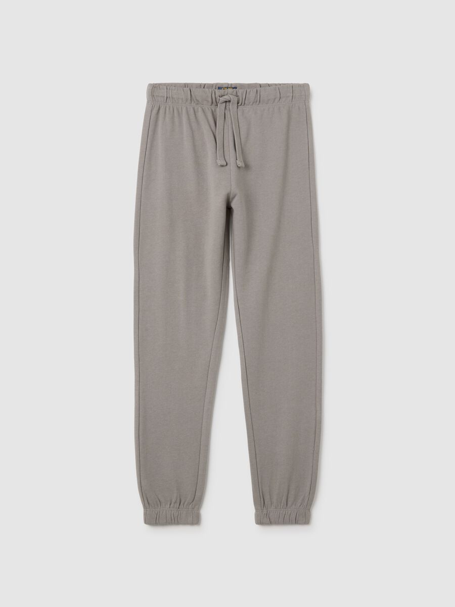 Jogger da ragazzo in puro cotone grigio regular fit_3