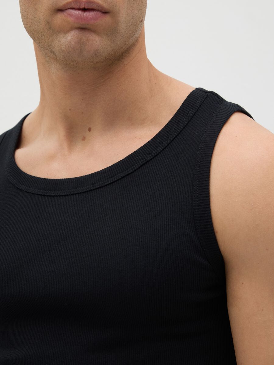 Black vest with round ribbed neck_2