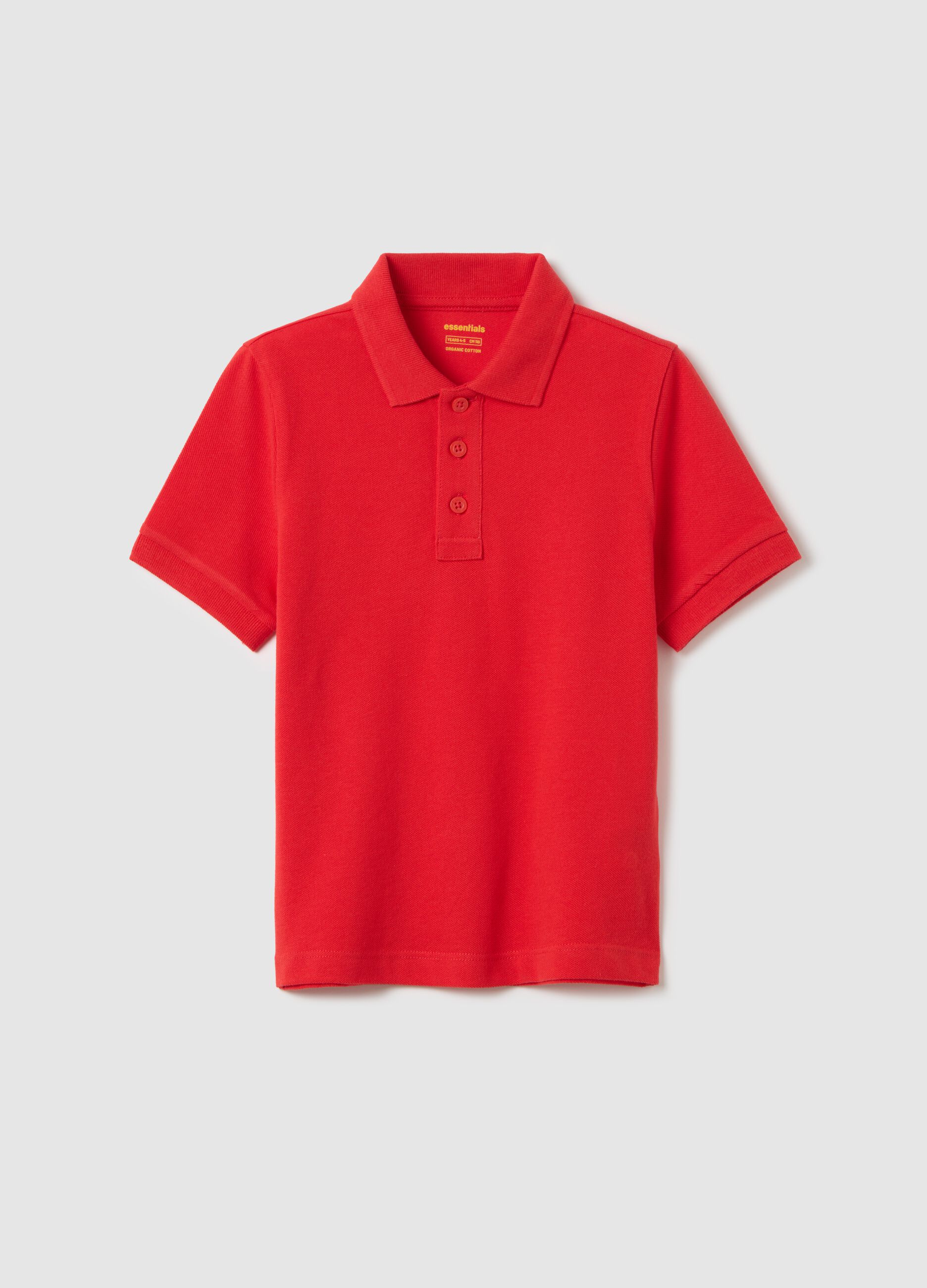 Polo a maniche corte rossa in cotone organico