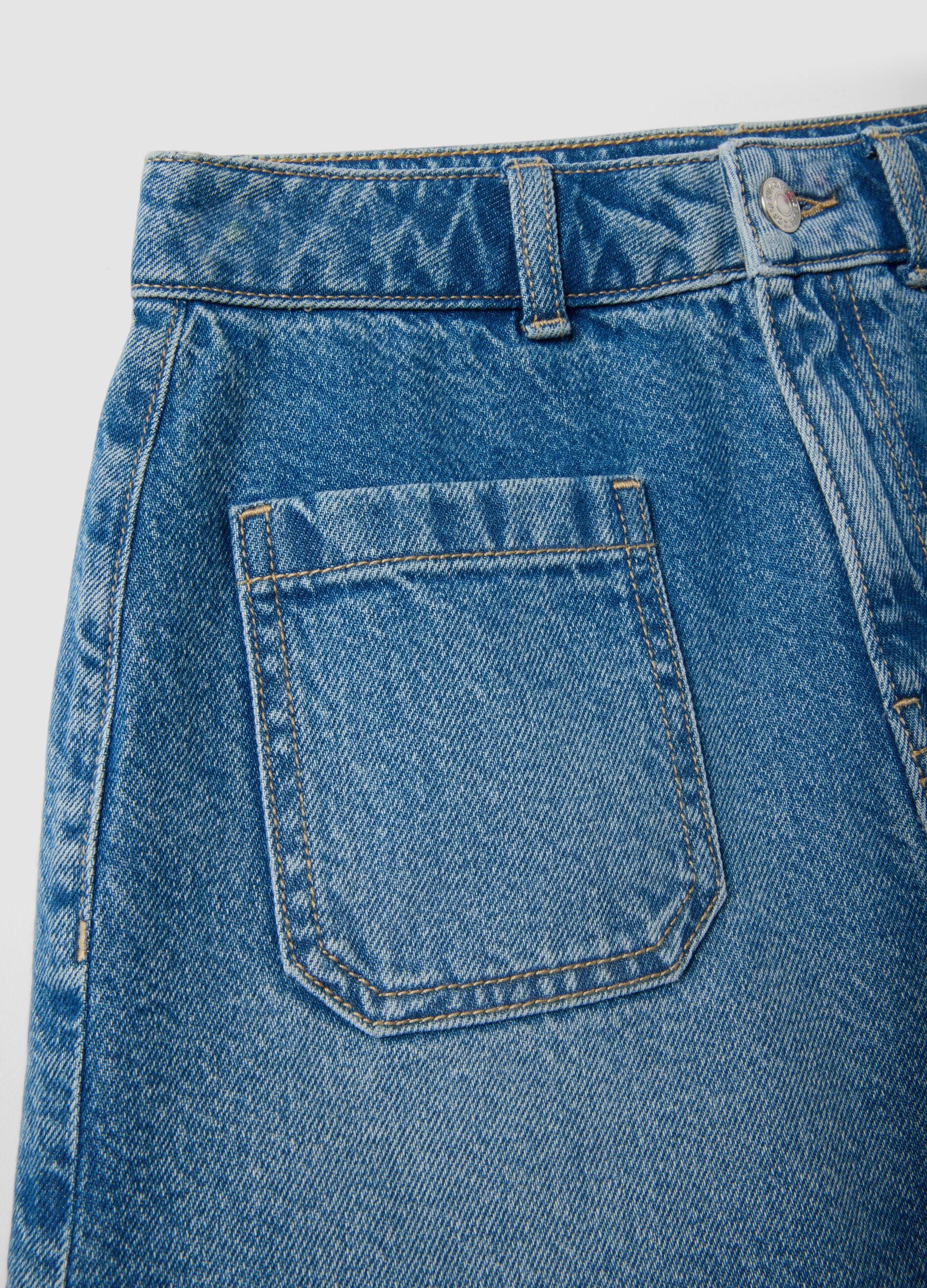 Blue pure cotton denim shorts