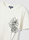 White pure cotton regular fit T-shirt with floral embroidery_5