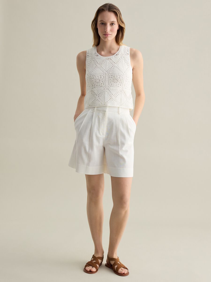 White crochet knit tank top_1