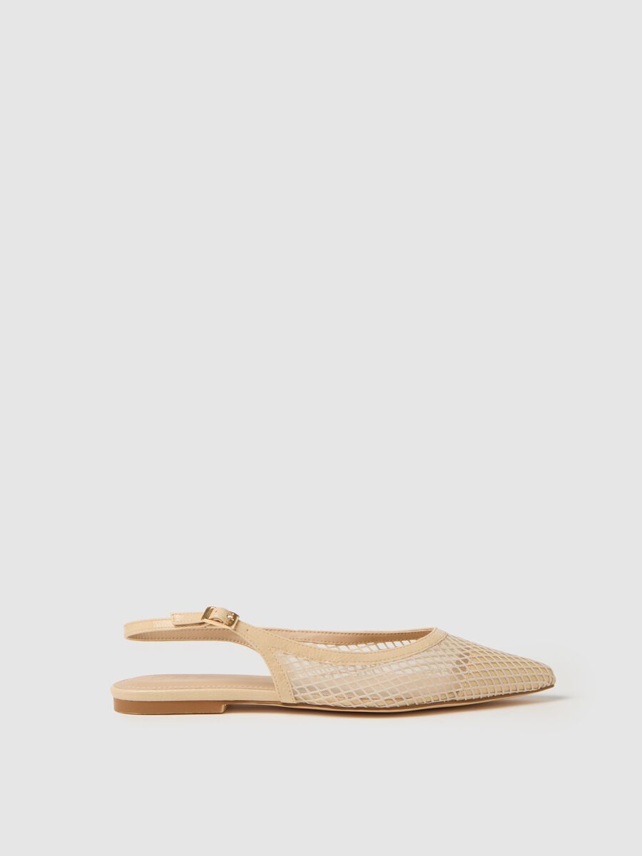 Ovs Beige Mesh Ballet Flats_0