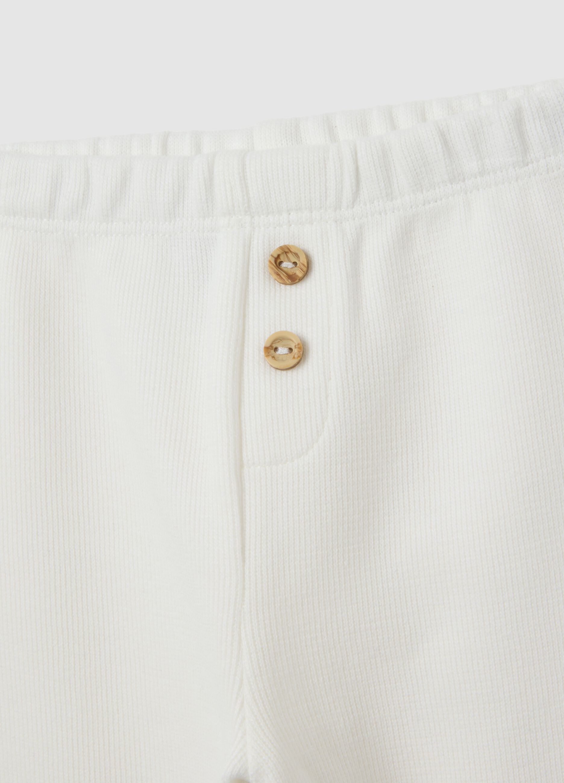 Baby girl white cotton leggings regular fit with ruffles