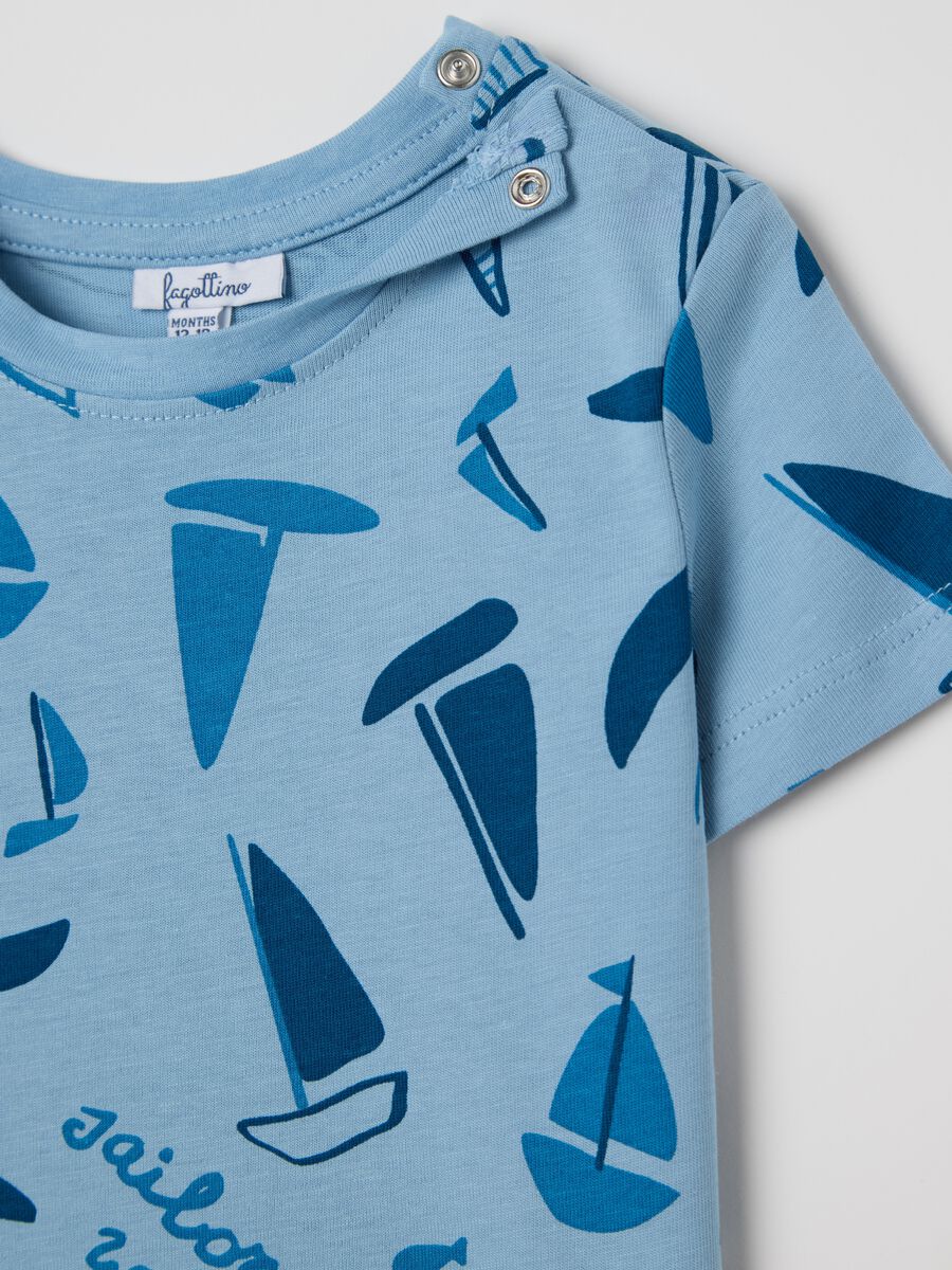 Light blue cotton T-shirt with sailing boats print_2