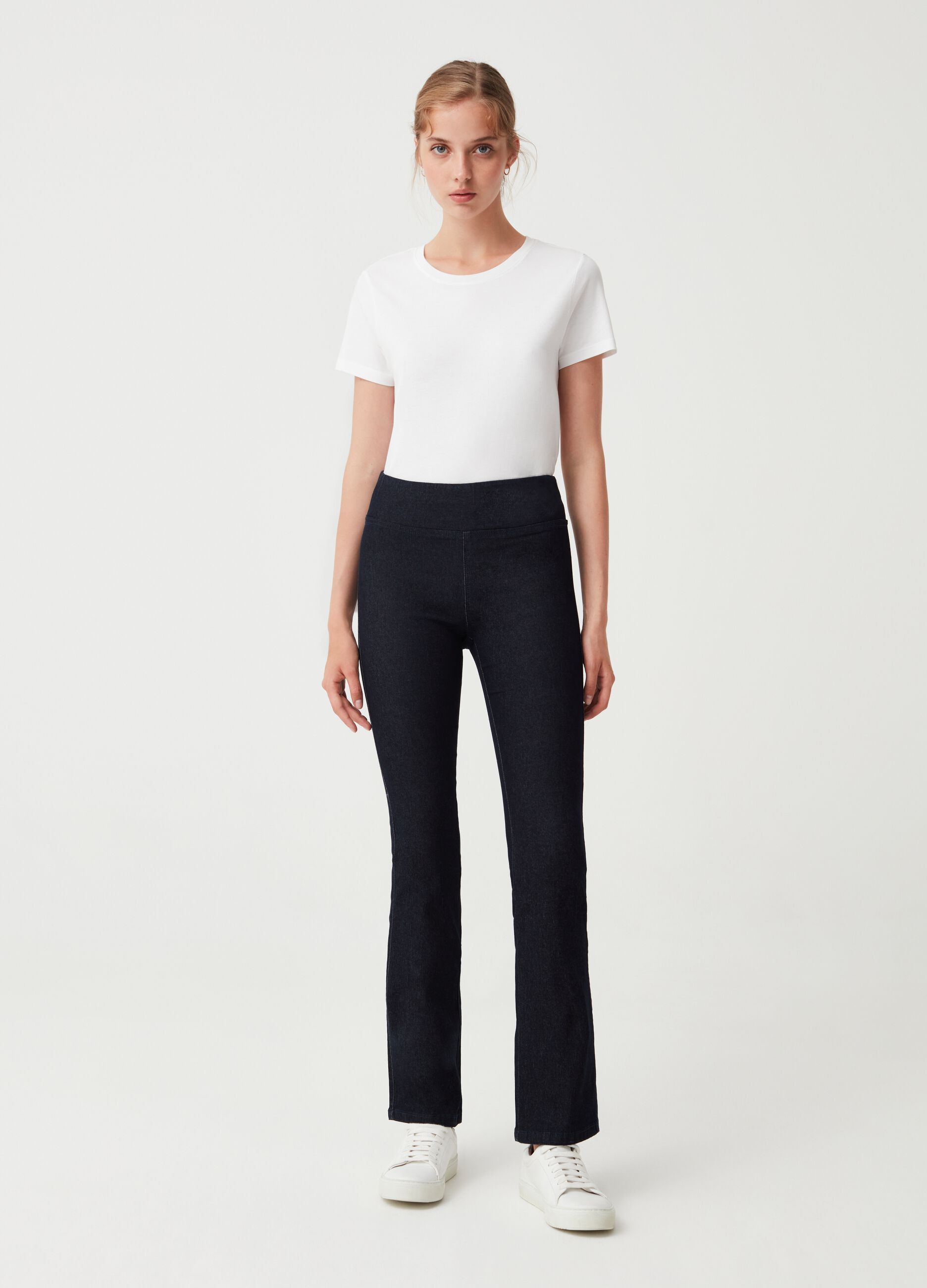 Jeggings flare fit a vita alta_0