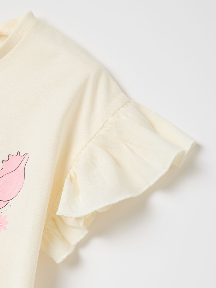 Ivory cotton T-shirt with print_3