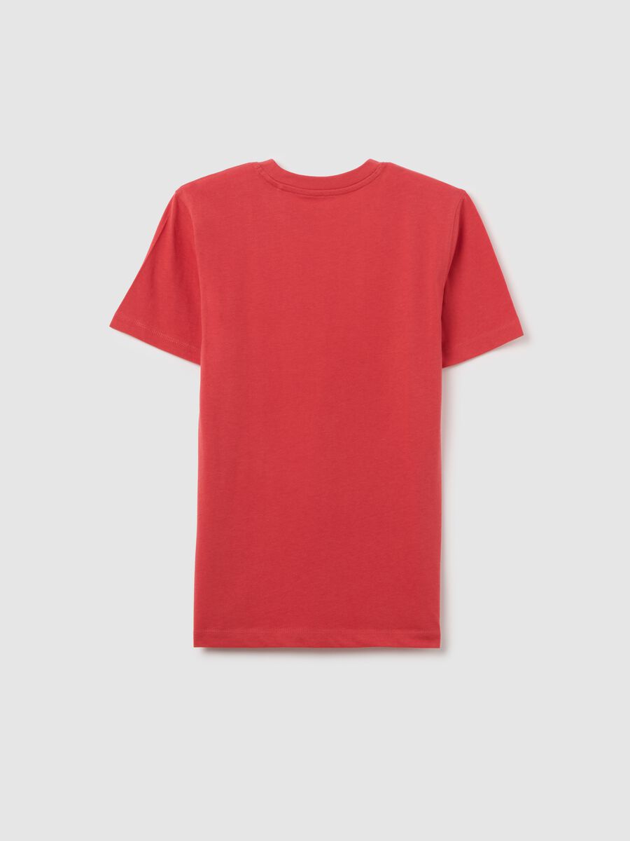 Boys' pure cotton red regular fit T-shirt with print_1