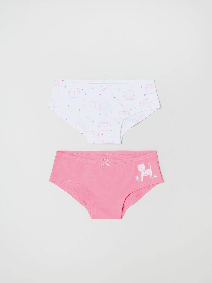Bipack culotte con fiocchetto e stampa_0