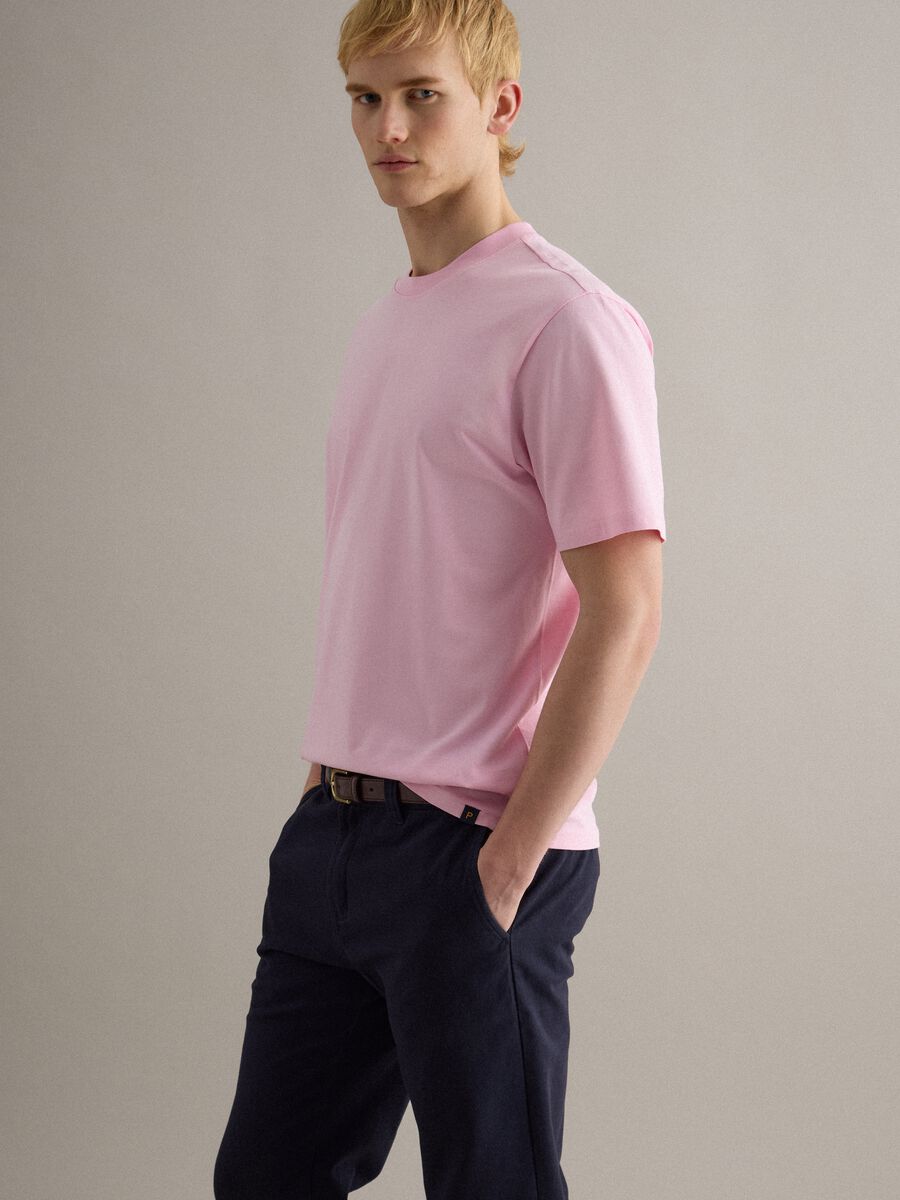 T-shirt girocollo in puro cotone rosa relaxed fit_2
