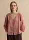 Pink ramie and lyocell-blend shirt with V-neck, regular fit_2
