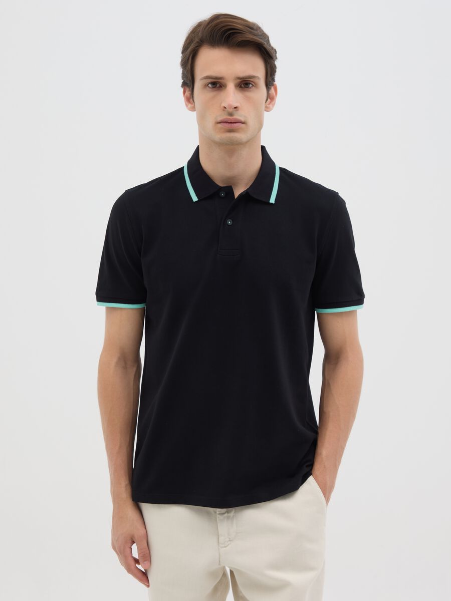 Men's Black Cotton Regular Fit Polo_0