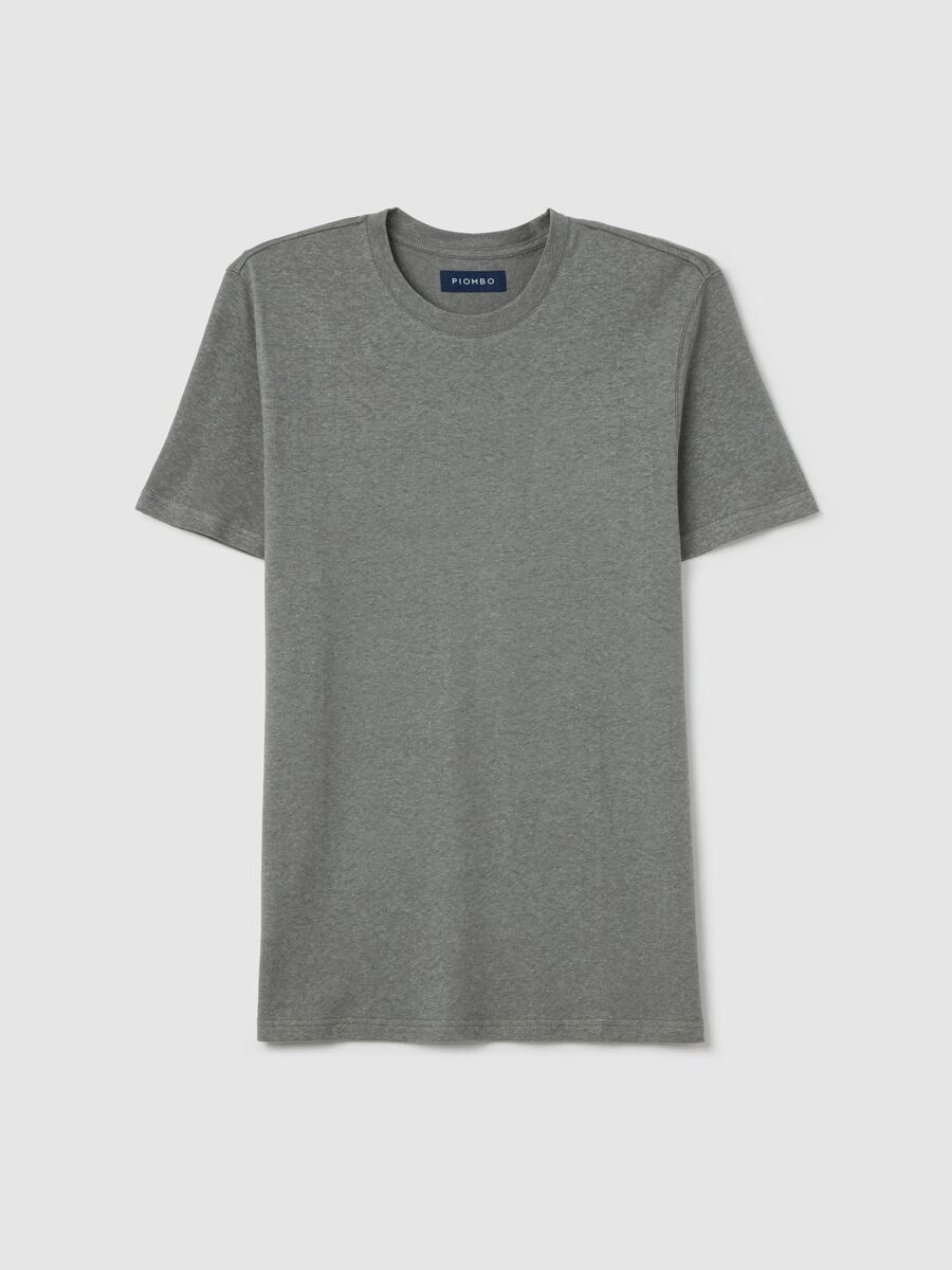 T-shirt with round neck in linen and cotton_4