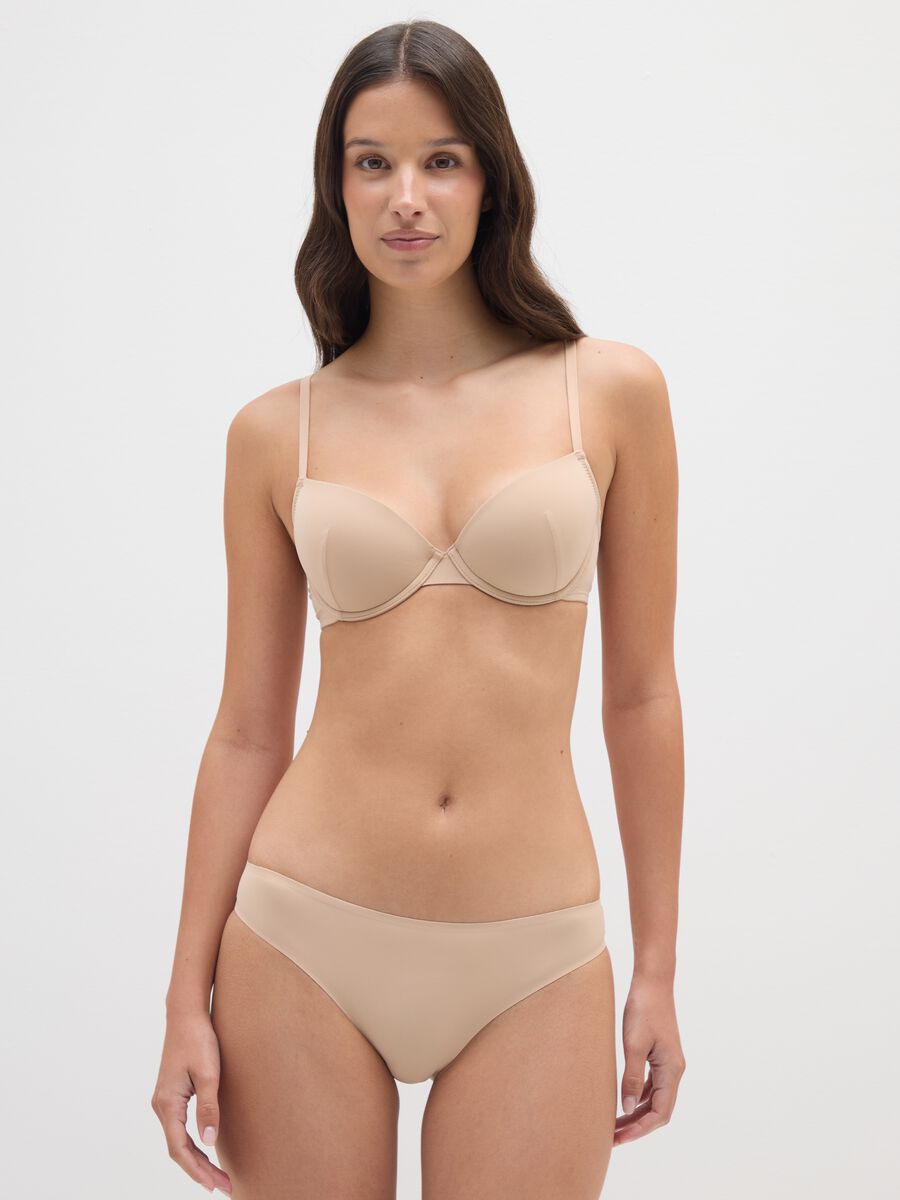 Women's beige stretch blend bra_1