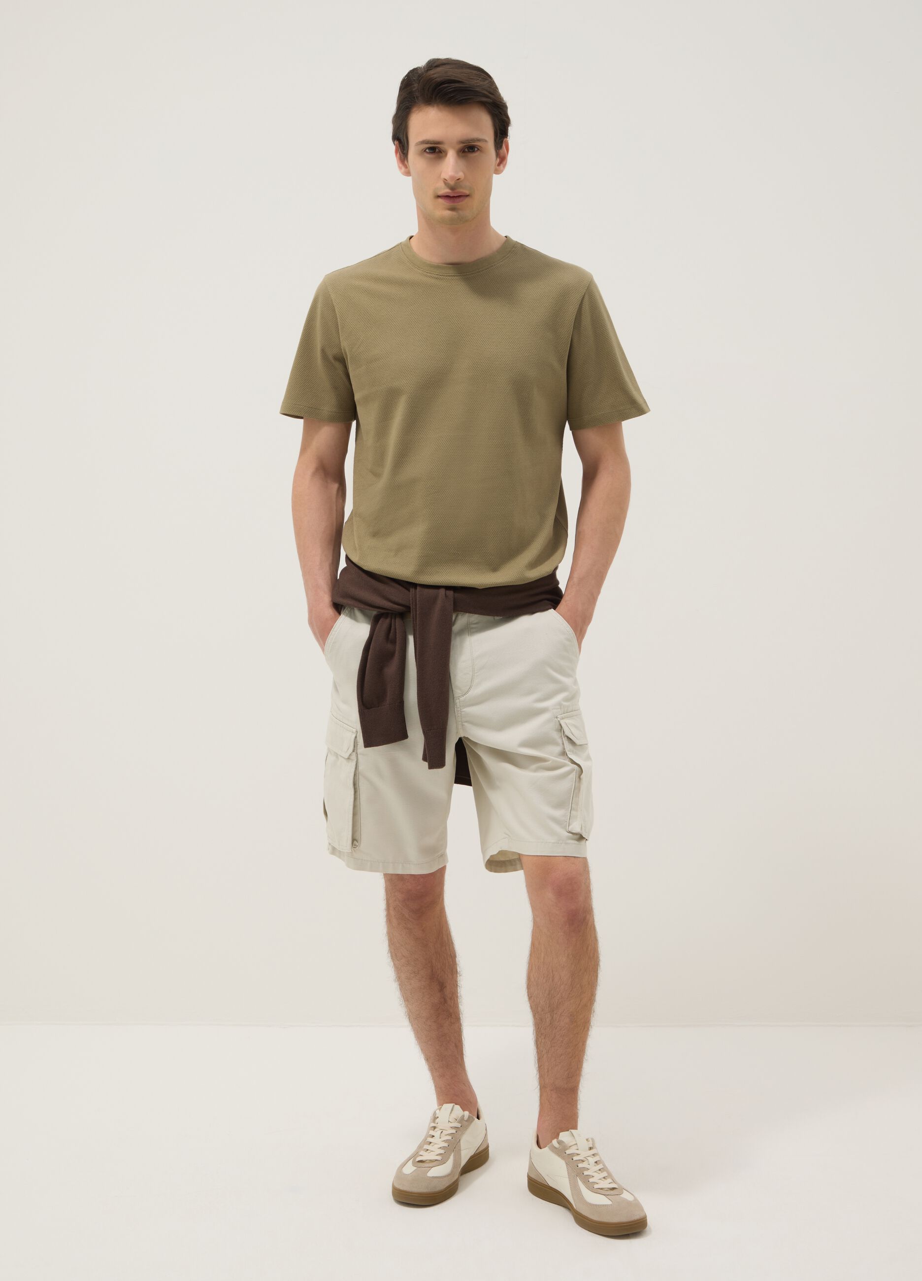 Green pure cotton short-sleeve T-shirt