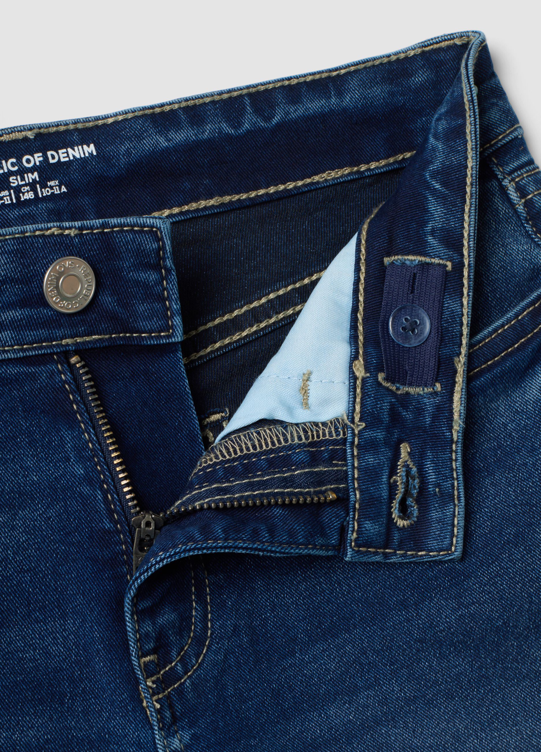 Boys' blue slim-fit stretch cotton jeans