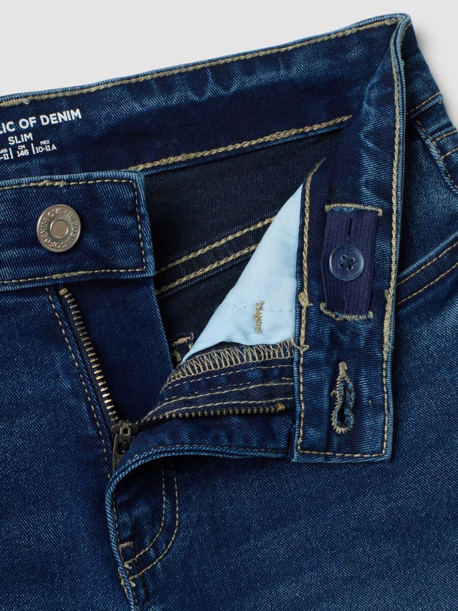 Jeans blu in cotone elasticizzato slim fit per ragazzo_2
