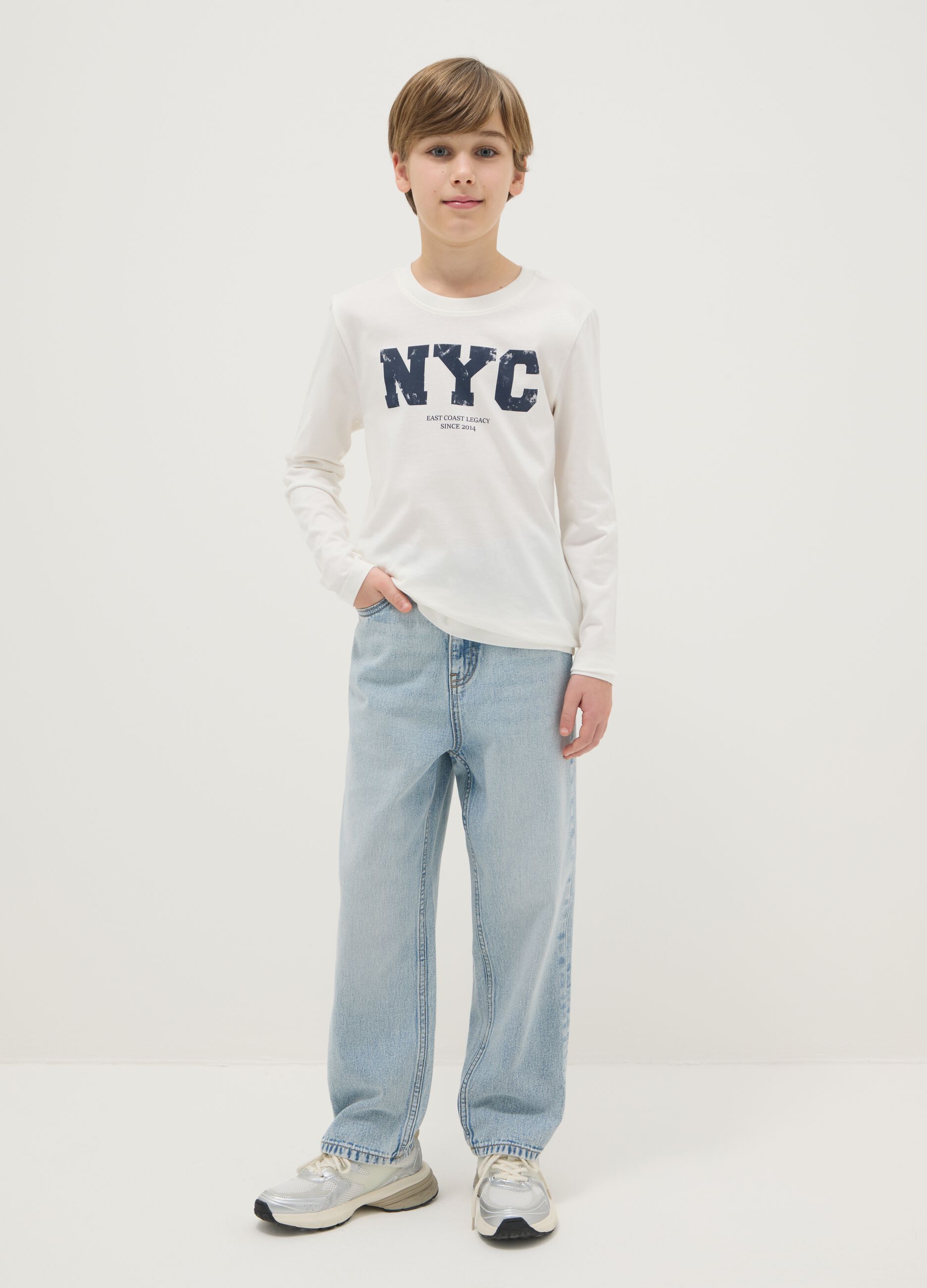 Boy's pure cotton blue baggy fit jeans