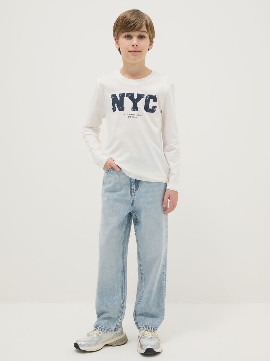 Boy's pure cotton blue baggy fit jeans_0