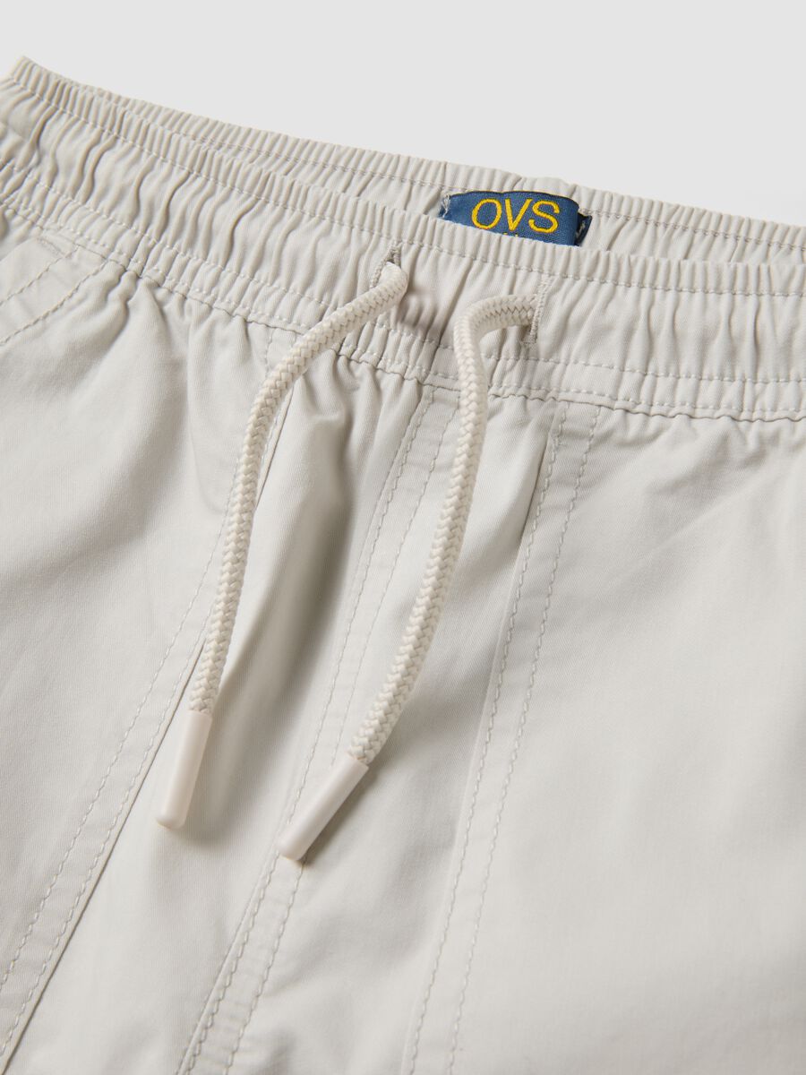 Beige pure cotton shorts with elasticated waistband_2