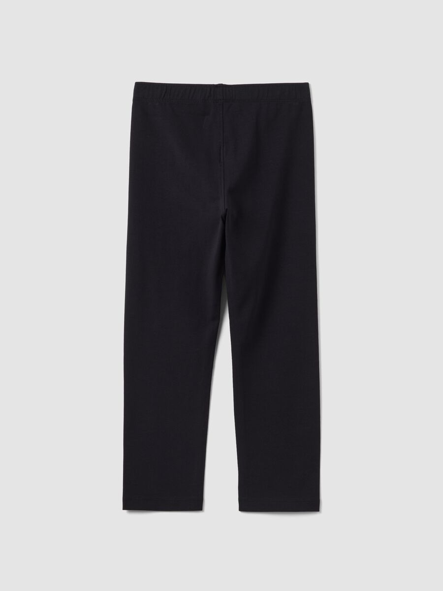 Leggings in cotone elasticizzato neri da ragazza slim fit con cuore_1