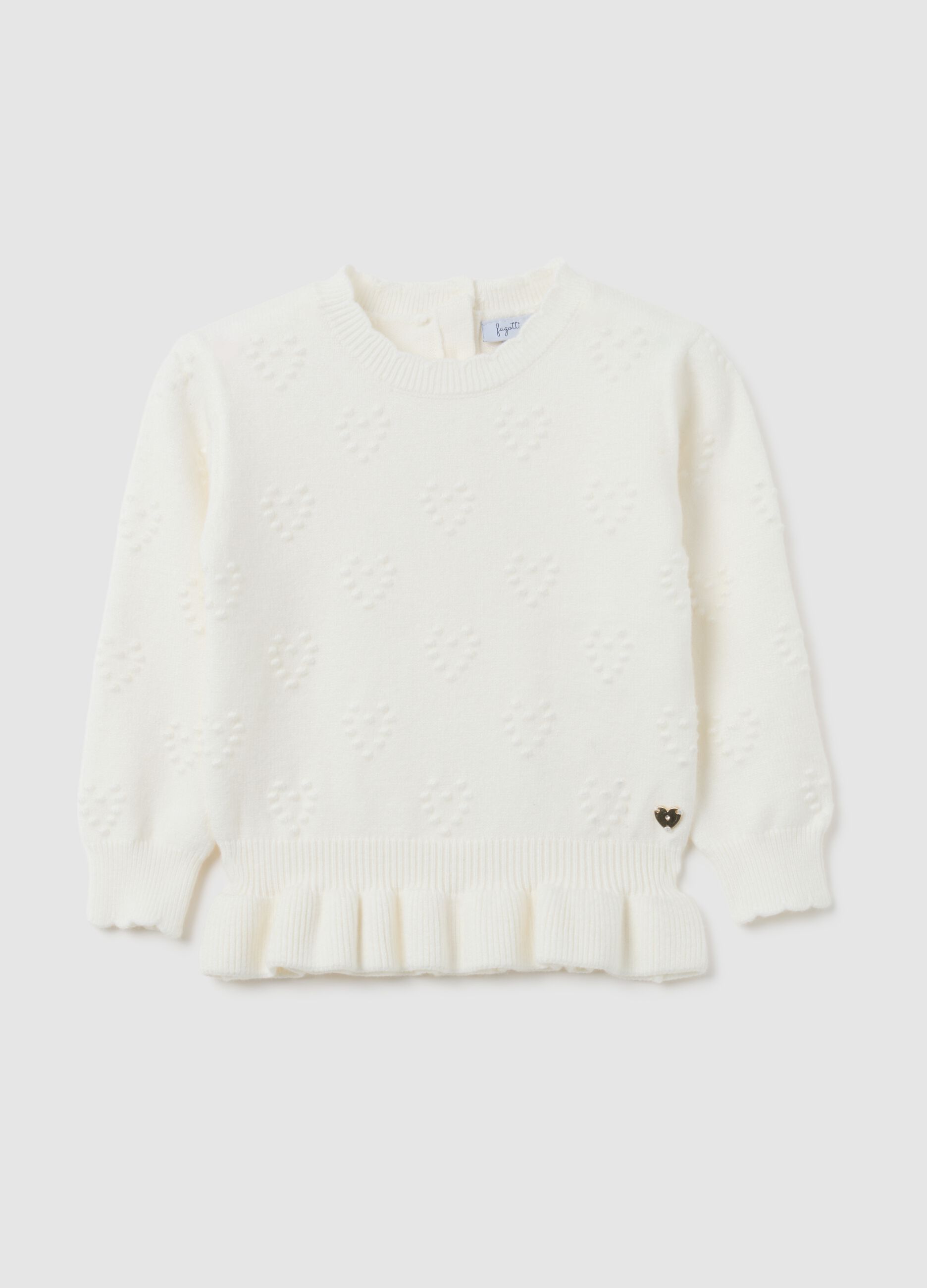 Girl's White Regular Fit Sweater