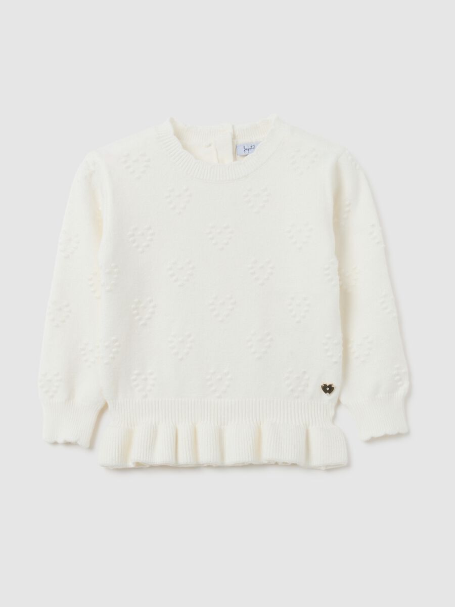 Girl's White Regular Fit Sweater_0